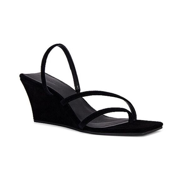 St Agni Spiral Wedge sandals shoes black suede platforms Revolve Sz 9 - Picture 3 of 16